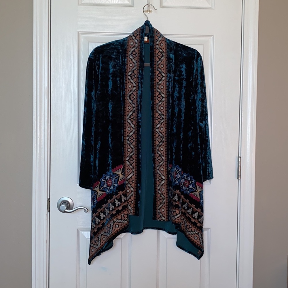 Velvet Kimono with Embroidery Sz S